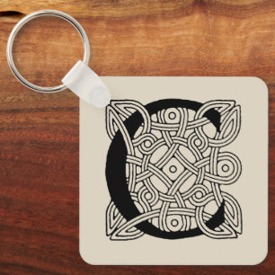 Letter C Monogram Vintage Celtic Knot Print Keychain