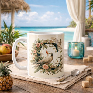 Letter C Pastel Cockatoo and Flowers Coffee Mug