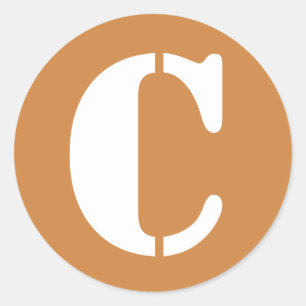Letter C Peru Gold Stencil Alphabet by Janz Classic Round Sticker