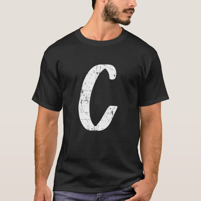 Letter C Single Initial Capital Alphabet Monogram T-Shirt (Front)
