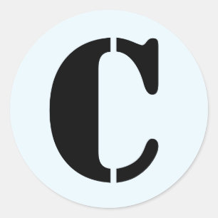 Letter C Stencil Alphabet by Janz Alice Blue Classic Round Sticker