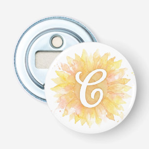 Letter C Sunflower First Name Monogram Initial Bottle Opener