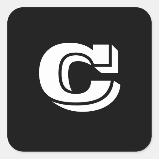 Letter C Vineta Font Black Square Stickers by Janz