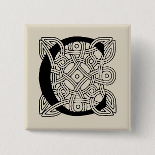 Letter C Vintage Celtic Knot Monogram 2 Inch Square Button