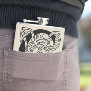 Letter C Vintage Celtic Knot Monogram Hip Flask