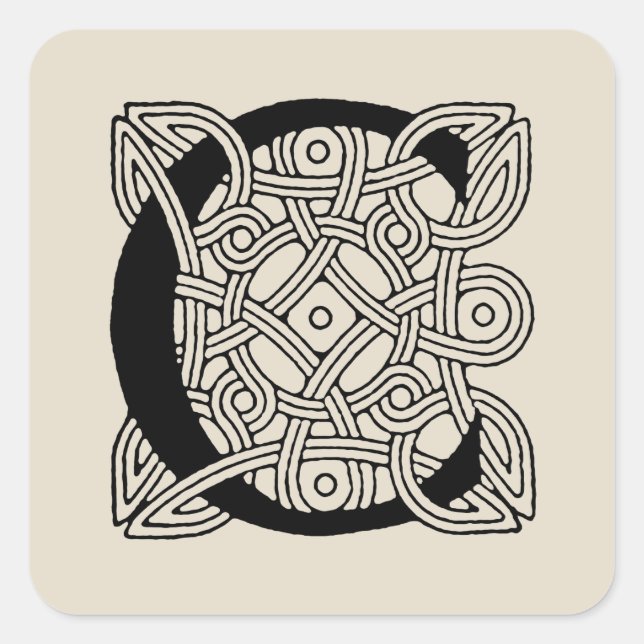 Letter C Vintage Celtic Knot Monogram Square Sticker (Front)