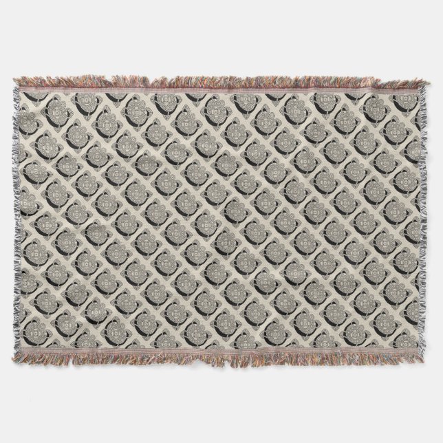 Letter C Vintage Celtic Knot Monogram Throw Blanket (Front)
