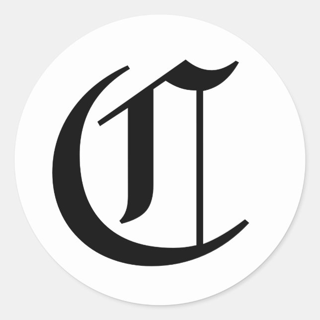 Letter C Wedding Alphabet by Janz White Classic Round Sticker (Front)