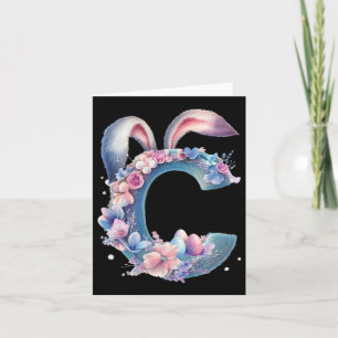 Letter C With Bunny Ears Adorned With Soft Pastel Card