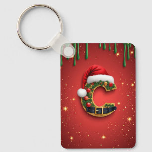 Letter C With Christmas Wreath Decor 🎁 Keychain