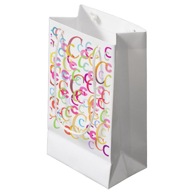 Letter Confetti "C" Small Gift Bag (Front Angled)