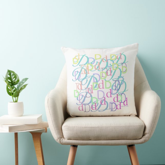 Letter Confetti "D" Throw Pillow (Chair)