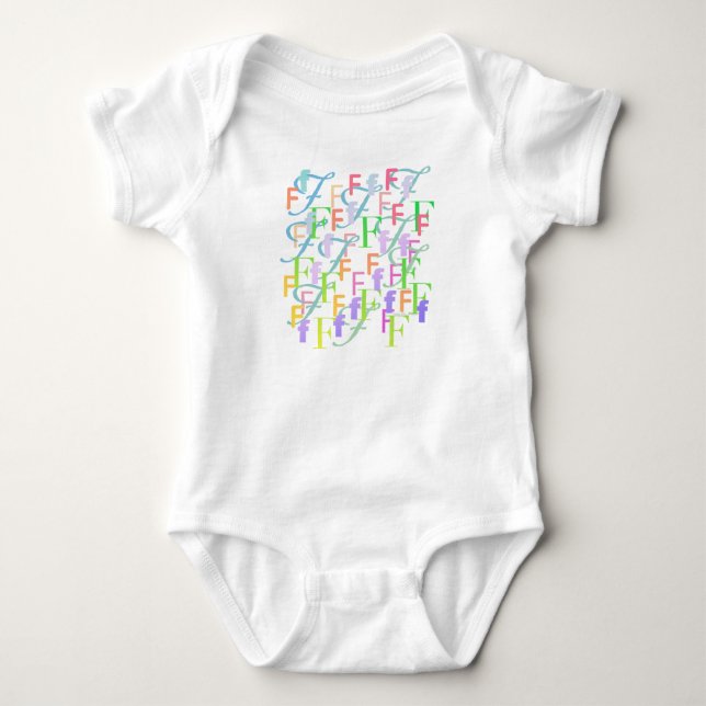 Letter Confetti "F" Baby Romper (Front)