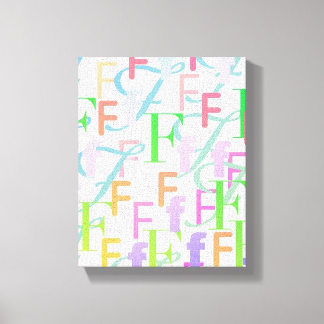 Letter Confetti "F" Canvas Print (Front)