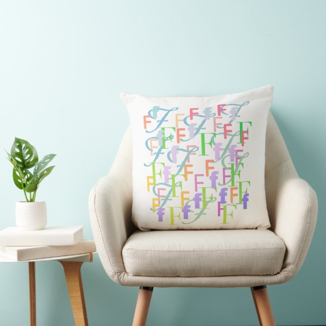 Letter Confetti "F" Throw Pillow (Chair)