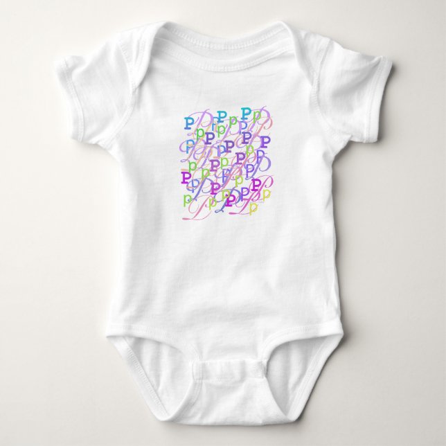 Letter Confetti "P" Baby Romper (Front)