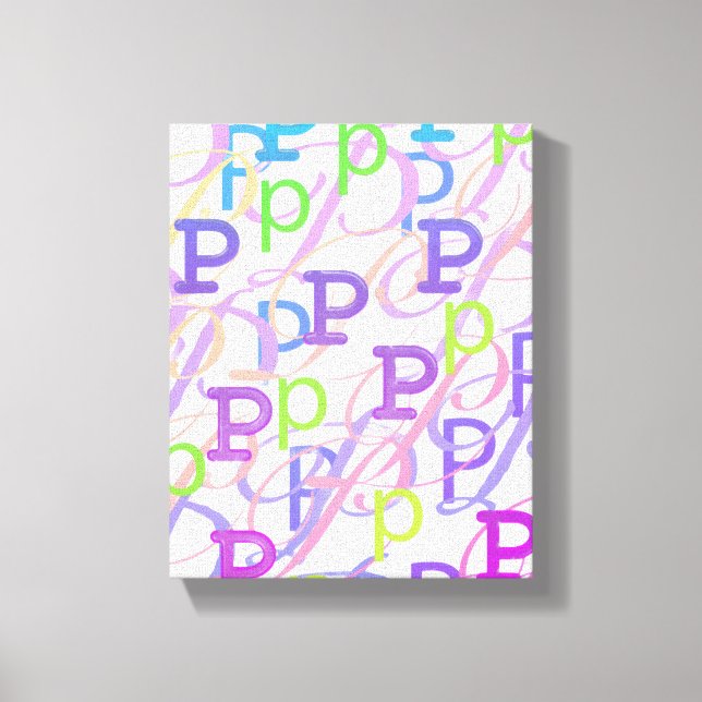 Letter Confetti "P" Canvas Print (Front)