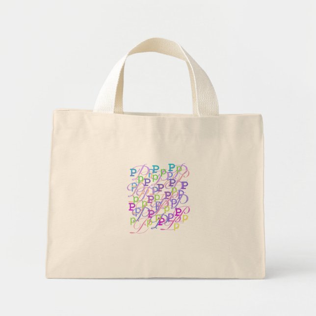 Letter Confetti "P" Mini Tote Bag (Front)