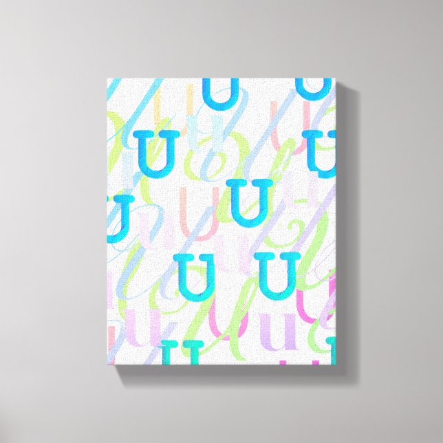 Letter Confetti "U" Canvas Print (Front)
