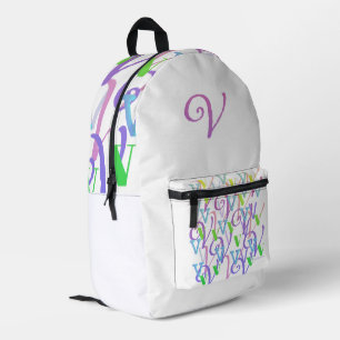 Letter Confetti "V" Printed Backpack