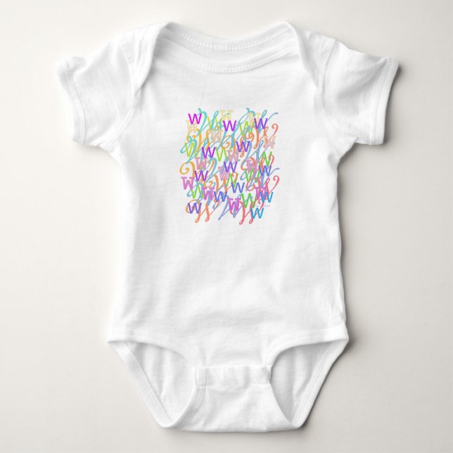 Letter Confetti "W" Baby Romper (Front)