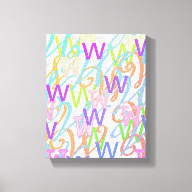 Letter Confetti "W" Canvas Print (Front)