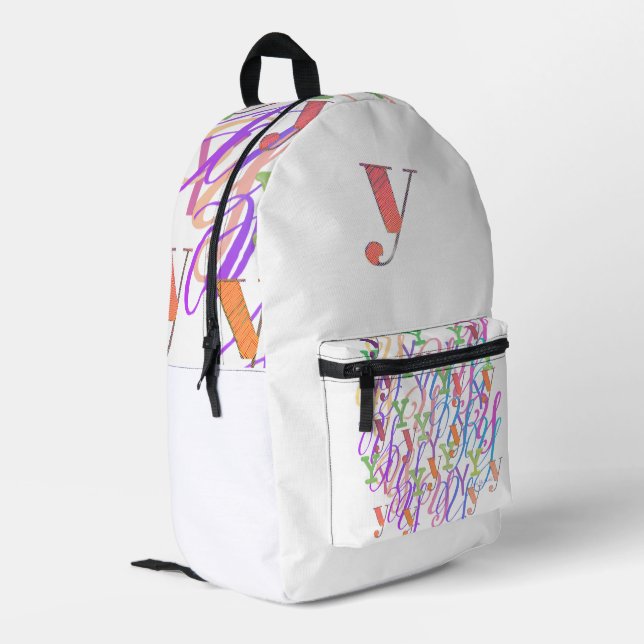 Letter Confetti "Y"  Printed Backpack (Back Corner Left)