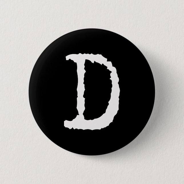 Letter D 2 Inch Round Button (Front)