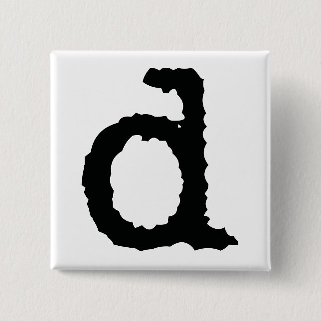 Letter D 2 Inch Square Button (Front)