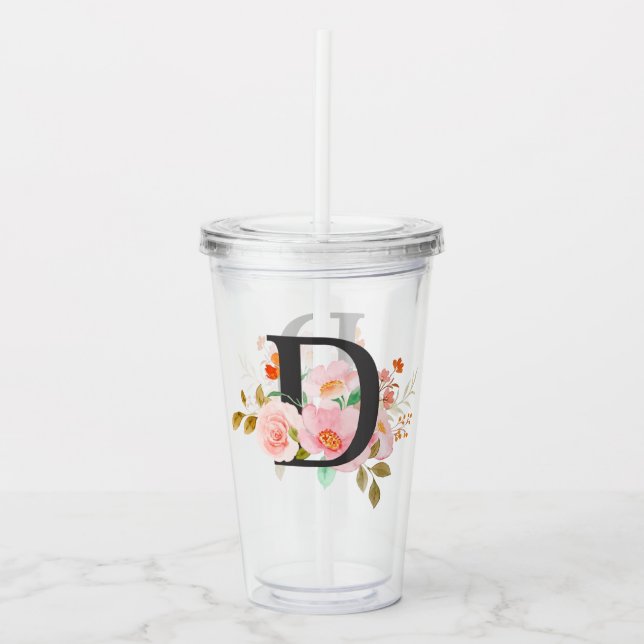 Letter D Acrylic Tumbler (Front)