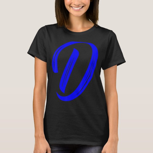 Letter D Alphabet Large Blue Graphic Initial T-Shirt (Front)