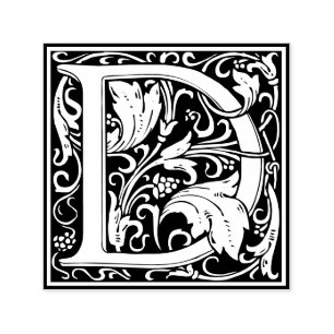 Letter D art nouveau black and white Tile Self-inking Stamp