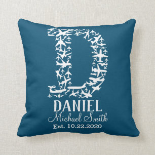 Letter D Aviation Airplanes Throw Pillow
