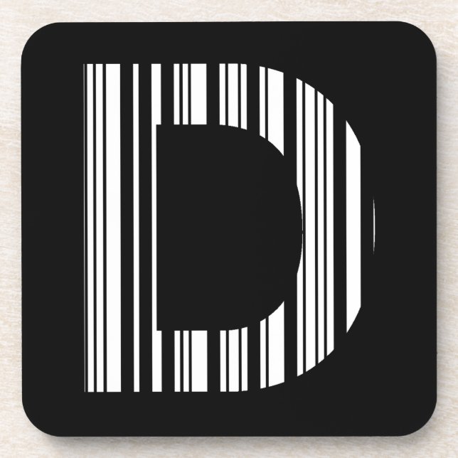 LETTER D BAR CODE First Initial Barcode Pattern Coaster (Front)