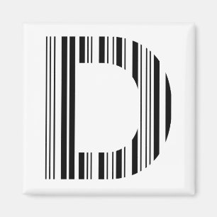 LETTER D BAR CODE First Initial Barcode Pattern Magnet