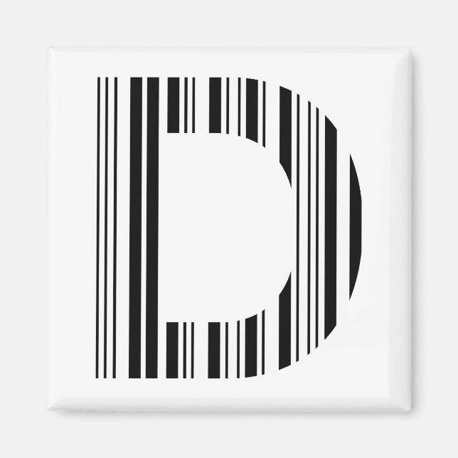 LETTER D BAR CODE First Initial Barcode Pattern Magnet (Front)