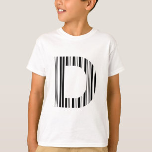 LETTER D BAR CODE First Initial Barcode Pattern T-Shirt