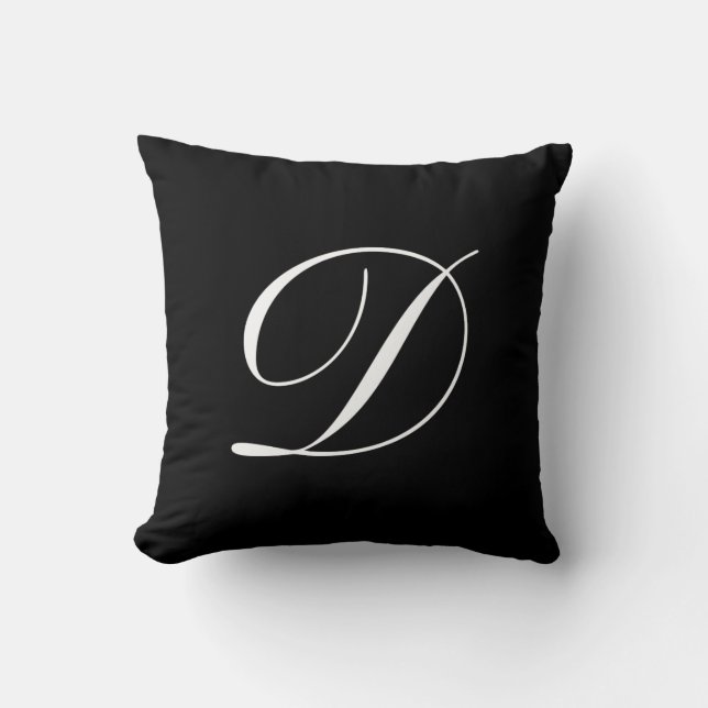 Letter D Black Monogram Pillow (Front)