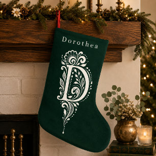 Letter D Botanical Monogram Personalized Stocking