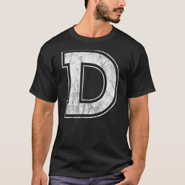 Letter D Capital Alphabet Monogram Initial T-Shirt (Front)