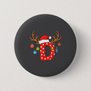 Letter D Christmas Monogram Alphabet Initial Ornam 2 Inch Round Button
