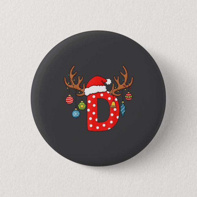 Letter D Christmas Monogram Alphabet Initial Ornam 2 Inch Round Button (Front)