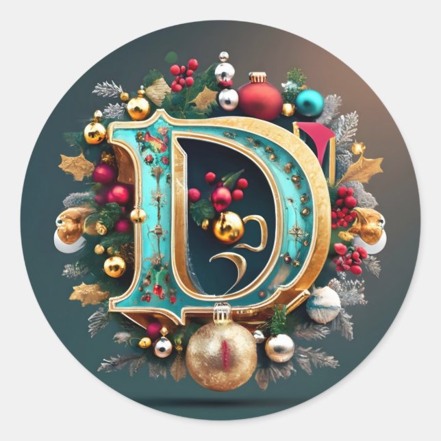 Letter D Christmas Stickers (Front)