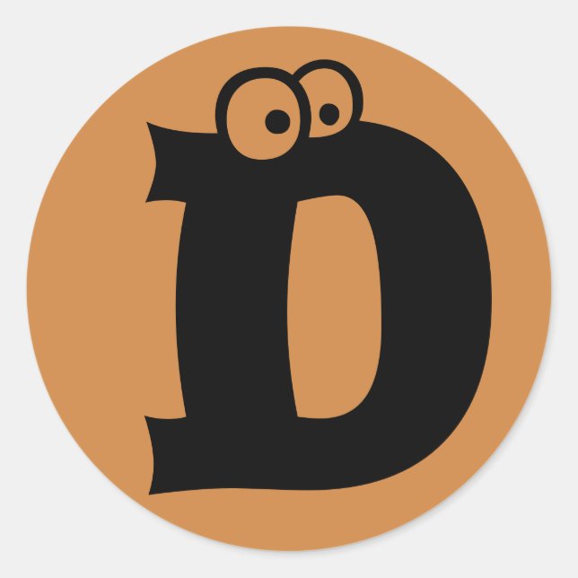Letter D Eyeballs Alphabet by Janz Peru Gold Classic Round Sticker (Front)