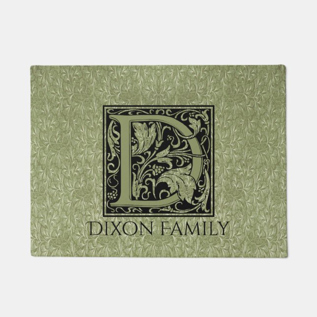 Letter D First Letter Monogram Personalized Doormat (Front)