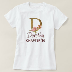 Letter D Gold Monogram Blush Pink Roses Birthday T-Shirt