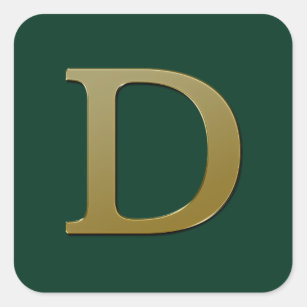 Letter D Gold Square Sticker