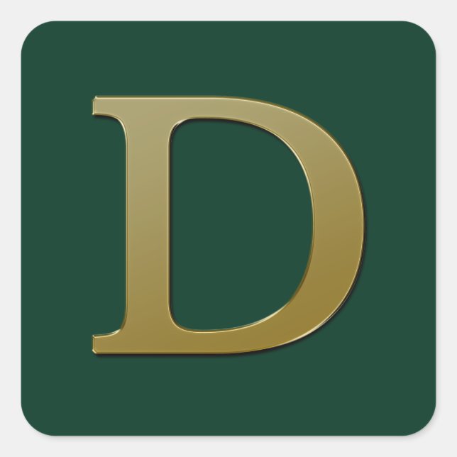 Letter D Gold Square Sticker (Front)
