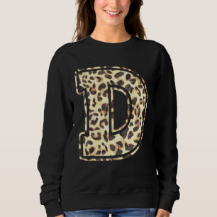 Letter D Initial Leopard Cheetah Print Trendy Wate Sweatshirt