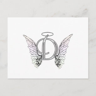 Letter D Initial Monogram with Angel Wings & Halo Postcard